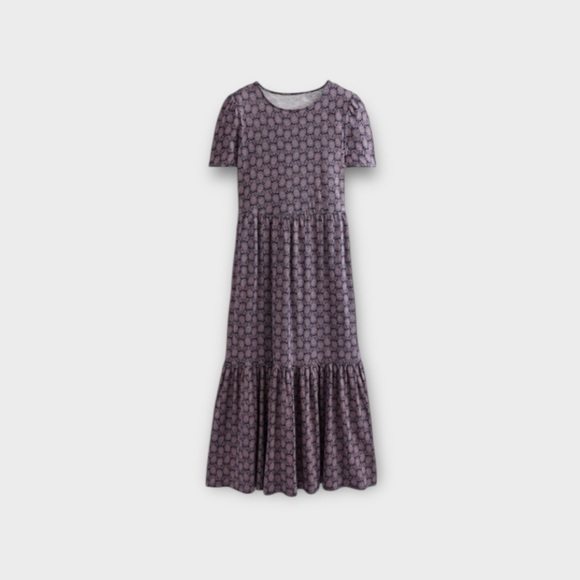 Boden Emma Tiered Jersey Midi Dress in French Navy Paisley Print - Picture 7 of 7